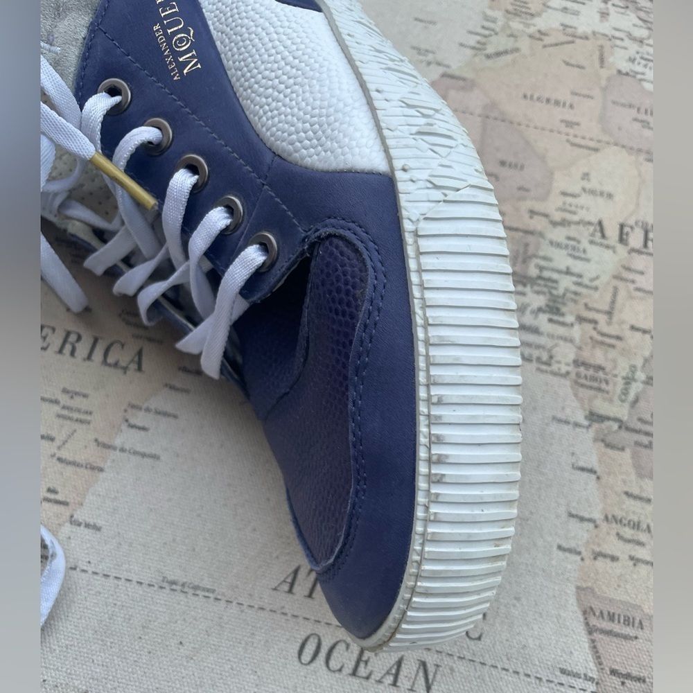 Alexander McQueen X PUMA Sample Kas High-Top Sneakers Blue Leather M9 - Picture 3 of 11